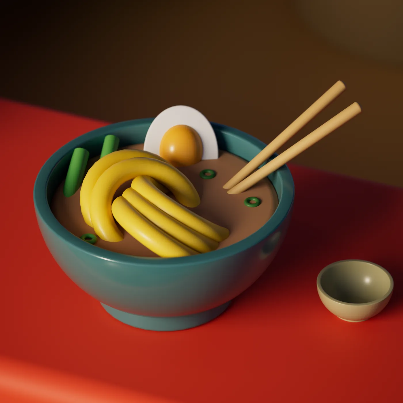 Close-up of a ramen bowl from the 3D illustration series